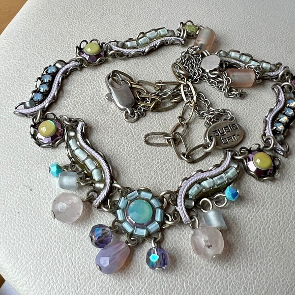 AYALA BAR ADJUSTABLE NECKLACE W/LONG EXTENDER BLUE LILAC PURPLE GREEN RHINESTONE - Picture 15 of 16